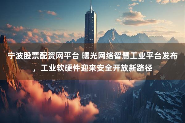 宁波股票配资网平台 曙光网络智慧工业平台发布，工业软硬件迎来安全开放新路径