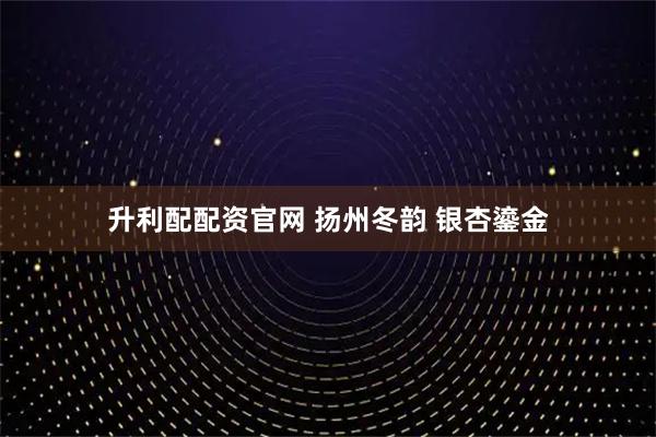 升利配配资官网 扬州冬韵 银杏鎏金